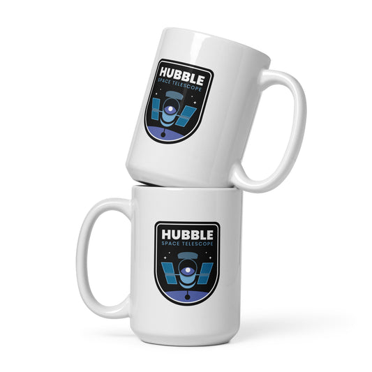 Hubble Shield White glossy mug